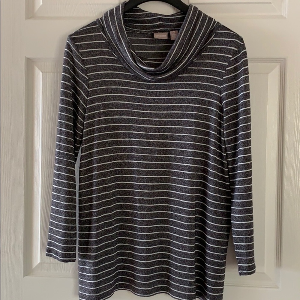 CHICO’S Grey Striped Top